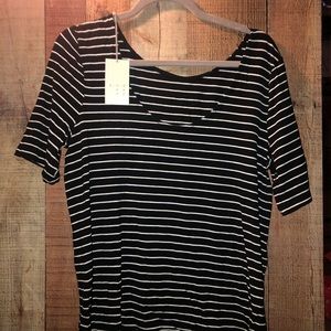 Striped scoop back shirt
